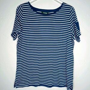 Lauren Ralph Lauren Blue/White Stripe Tee